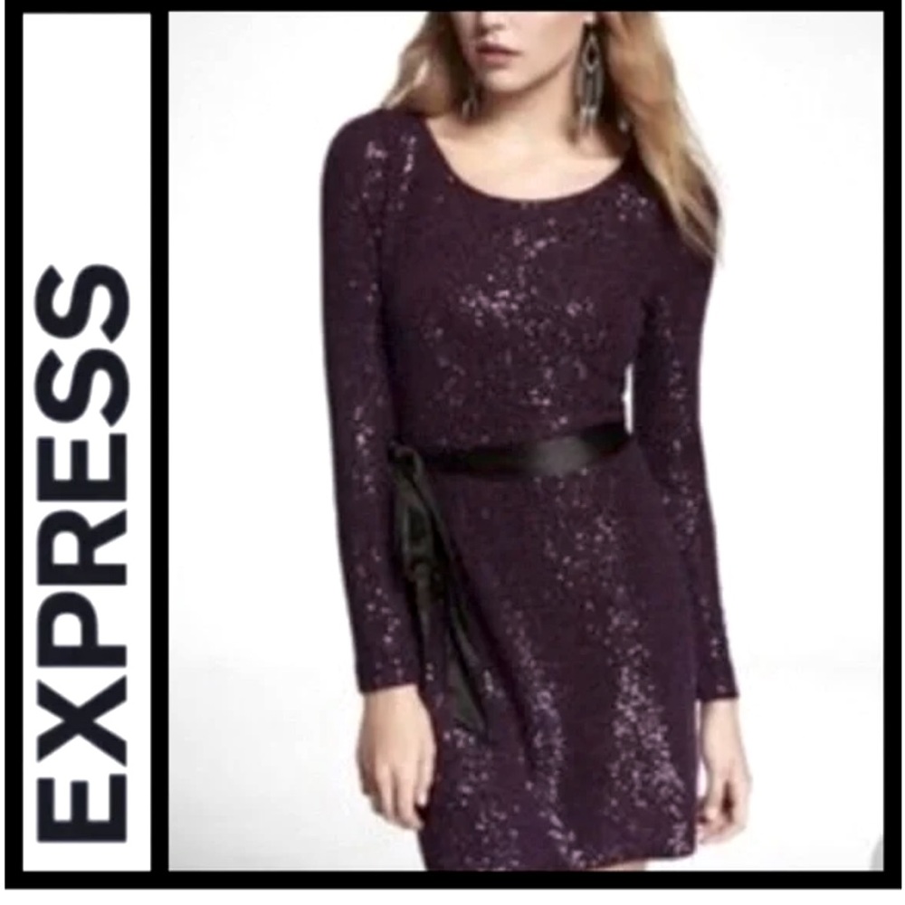 Black Long Sleeved Sequin Dress XS / 4